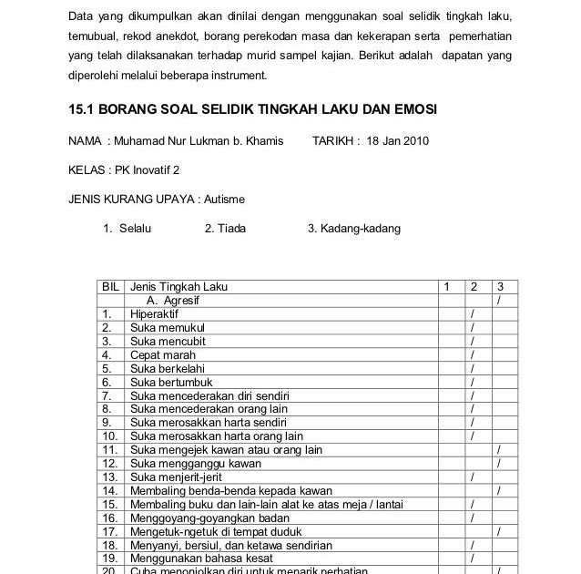 Contoh Borang Soal Selidik Tentang Kegiatan Ekonomi 