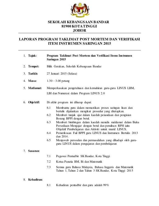 Contoh Laporan Taklimat - Contoh 36