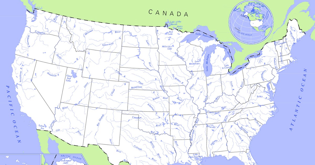 Maps: United States Map Rivers And Lakes