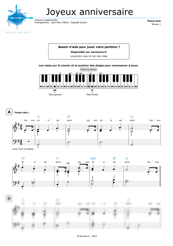 Partition Joyeux Anniversaire Xylophone Wenona