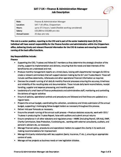 Financial And Administrative Manager Job Description - Finance Manager Job Description Template Word Pdf Format E Database Org / Our company is looking for a financial manager to join our team.