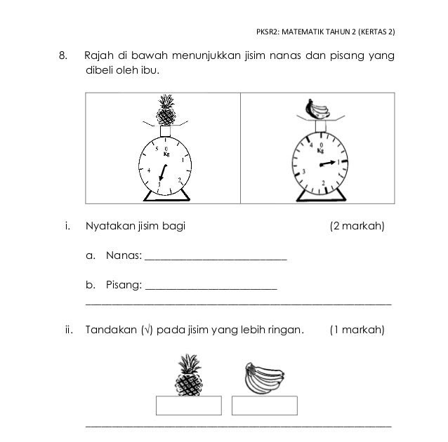 Soalan Matematik Tahun 6 Jisim - Persoalan p