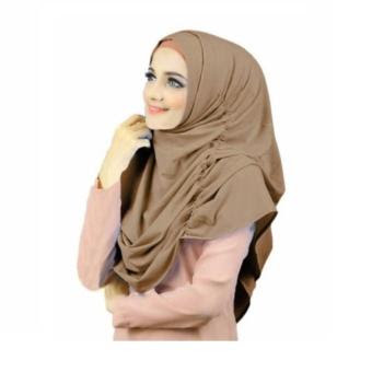  Jilbab  Instan Warna  Coklat  Voal Motif