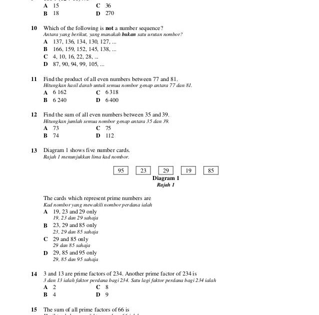 Ujian Matematik Tingkatan 1 Dan Jawapan - Mark Amber