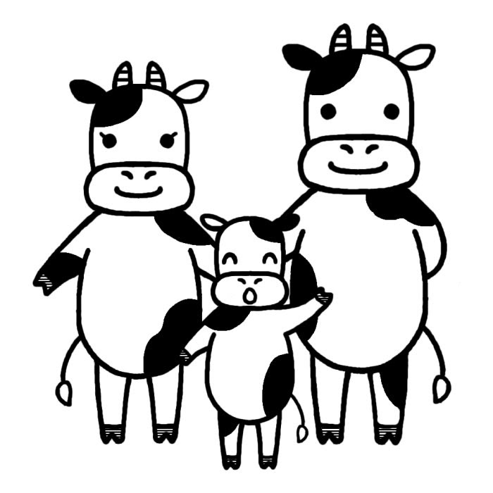 無料の動物画像 最高かつ最も包括的な牛 イラスト かわいい 白黒
