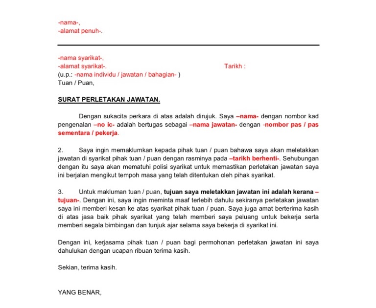 Contoh Surat Kiriman Rasmi Wakil - Surat 10