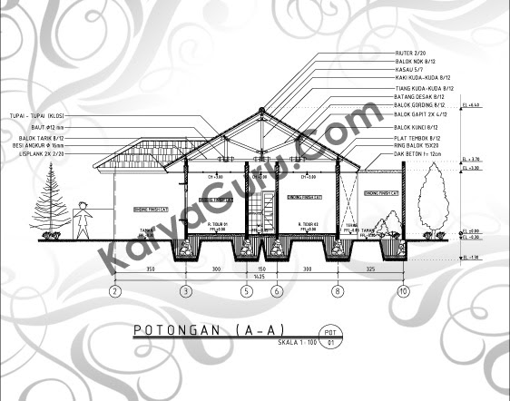  Denah  Tampak  Potongan  Rumah  Type  36  Sekitar Rumah 