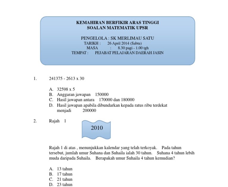 Contoh Soalan Kbat Sejarah Kertas 3 Bab 8 Tingkatan 4 