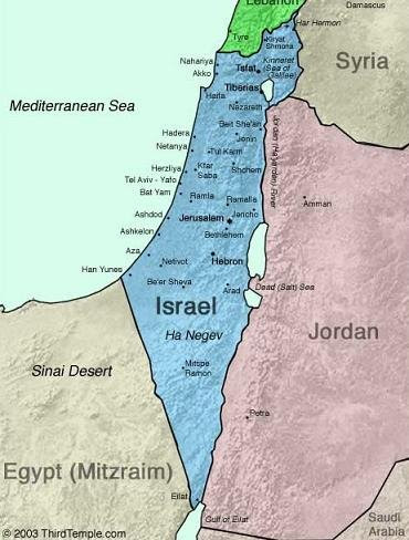 Mapa Israel - font: thirdtemple.com