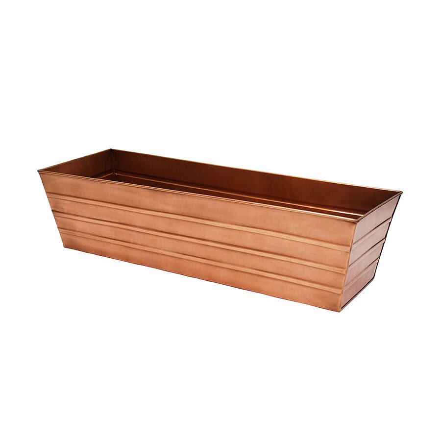 Rectangular copper planter are made from aesthetically pleasing metals, plastic, wood, ceramic and even stained glass. Achla Designs 35 5 In W X 9 In H Copper Metal Rectangular Planter In The Pots Planters Department At Lowes Com