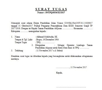 Contoh Surat Keputusan Operator Emis  Contoh Surat