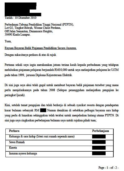 Surat Rasmi Permohonan Bayaran Ansuran - Surat PP