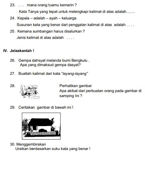 Latihan Soal Bahasa Indonesia Kelas 3 Semester 1 - Seputar Kelas