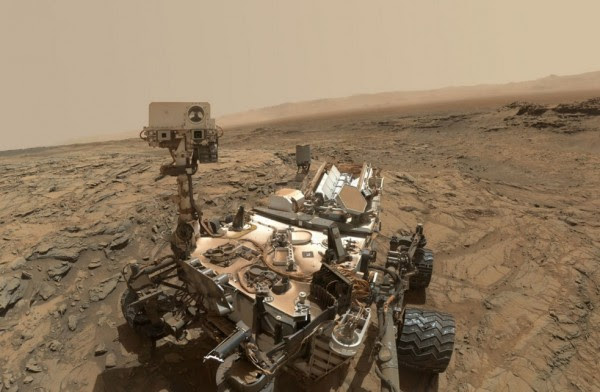 A Selfie on Mars. Curiosity extended its robotic arm and used the camera on the arm's end to capture this self portrait on October 6,2015. The image was taken at the 