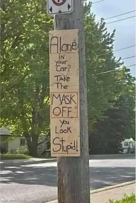 Sign on pole