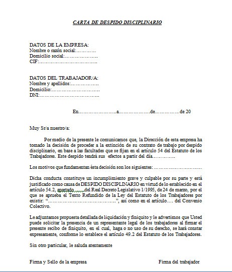 Carta De Despido Por Abuso De Confianza En Mexico - About 