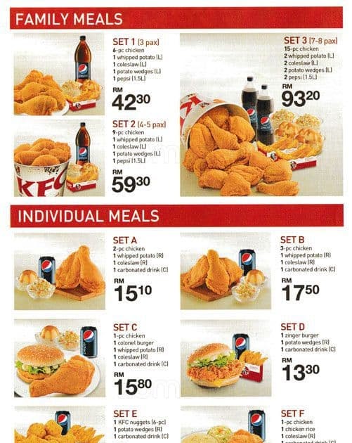 kfc price menu malaysia