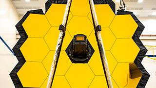 The James Webb Space Telescope is shown deployed.