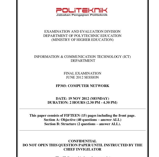 Contoh Soalan Final Exam Politeknik Jtmk Ppdbasu