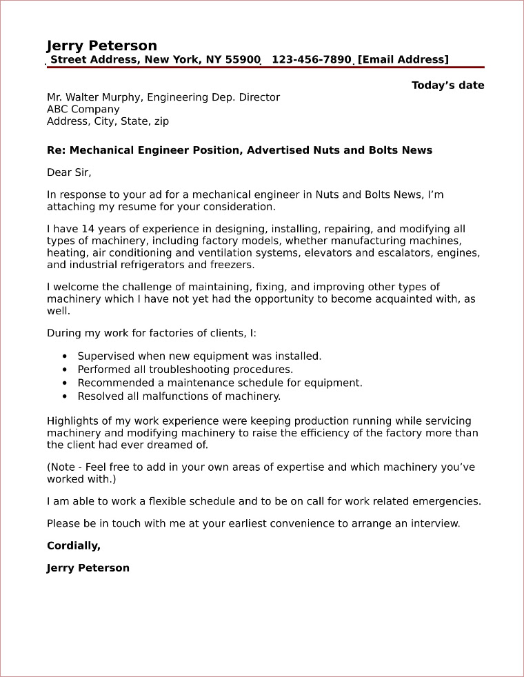 In this article, we explain how to write a cover letter with no experience and feature a template and example to help you build a strong cover letter. Sample Cover Letter For Mechanical Engineer Mechanical Engineer Cover Letter Sample