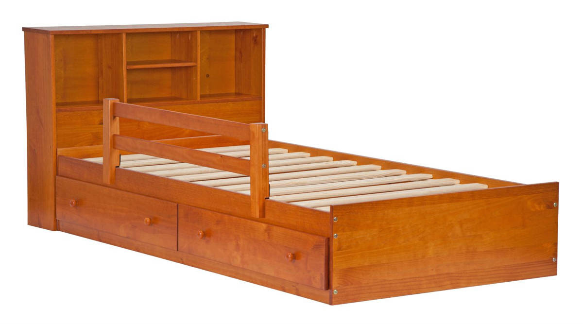 Maybe you would like to learn more about one of these? Palace Imports Kansas Honey Pine Twin Mates Bed With Bookcase Headboard And Guard Rail The Classy Home