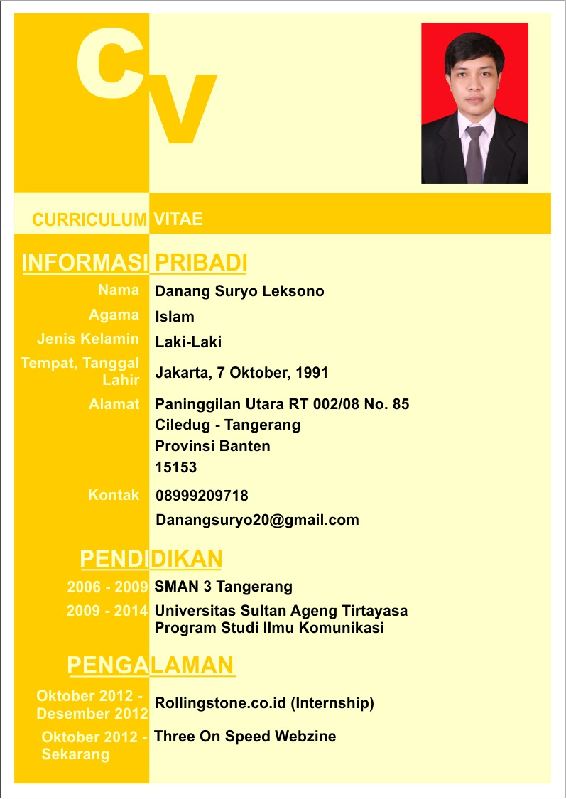 Contoh Cv Kreatif Mahasiswa - Contoh QQ