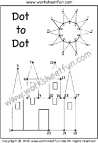 In this prekindergarten math and coloring worksheet, kids connect the dots by following the numbers 1 to 10 to reveal the mystery animal in the numbers! Dot To Dot Tracing Numbers 1 20 Sun And Castle One Worksheet Free Printable Worksheets Worksheetfun