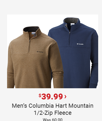 $39.99 Men's Columbia Hart Mountain 1/2-Zip Fleece | Was 60.00 | SHOP NOW