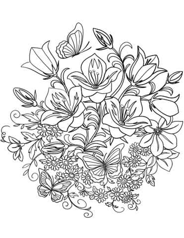 Select from 35657 printable crafts of cartoons, nature, animals, bible and many more. Butterfly And Flowers Coloring Page Free Printable Coloring Pages