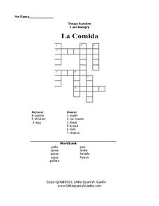 Students use the 2 clues regarding spanish explorer de soto to find the appropriate answers to complete the word puzzle. La Comida Worksheet For 4th 6th Grade Lesson Planet