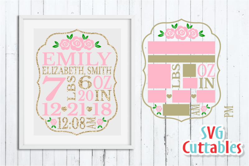 Download Free Baby Birth Announcement / Rose / SVG Cut File Crafter ...