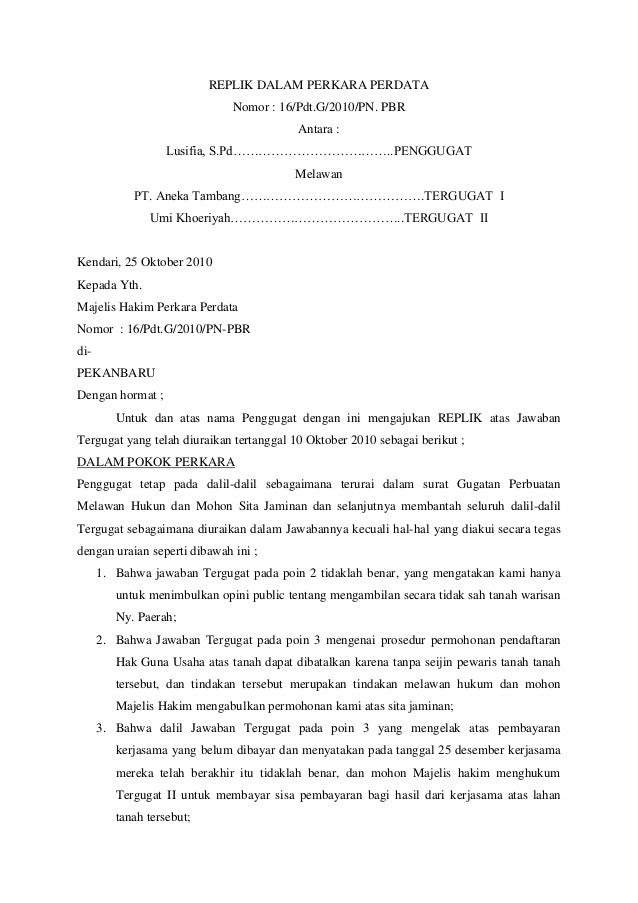 Contoh Surat Gugatan Eksepsi Contoh Surat