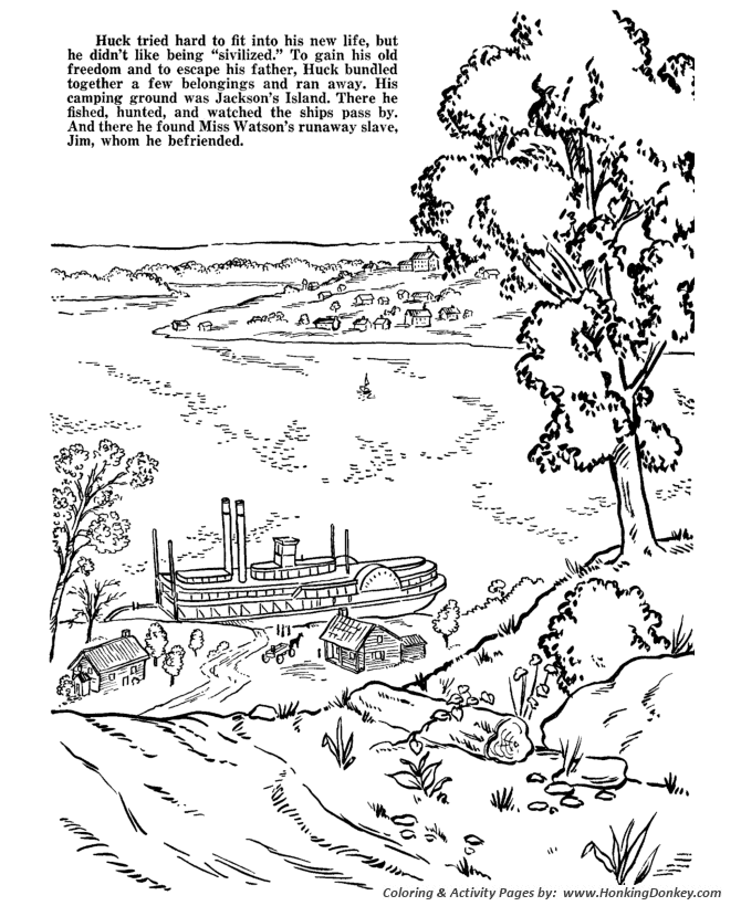 39+ river coloring pages for printing and coloring. Huckleberry Finn Coloring Pages Page 5 Mark Twain Honkingdonkey