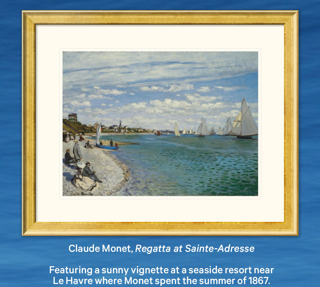 Claude Monet, regata em Sainte-Adresse | Apresentando uma vinheta ensolarada em um resort à beira-mar perto de Le Havre, onde Monet passou o verão de 1867.