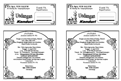 Contoh Surat Undangan Kenduri