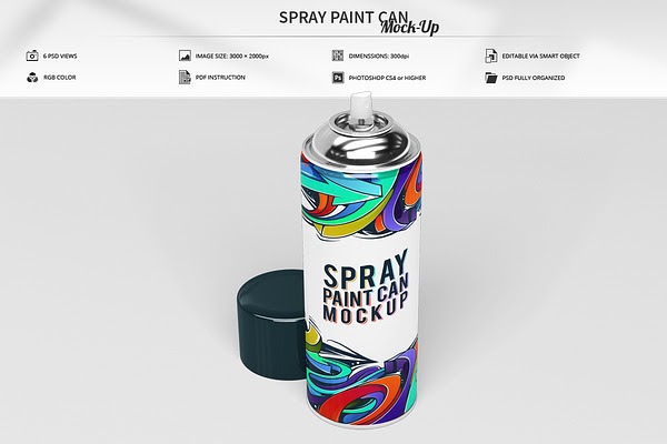 Download Spray Paint Can Mock-Up PSD Template