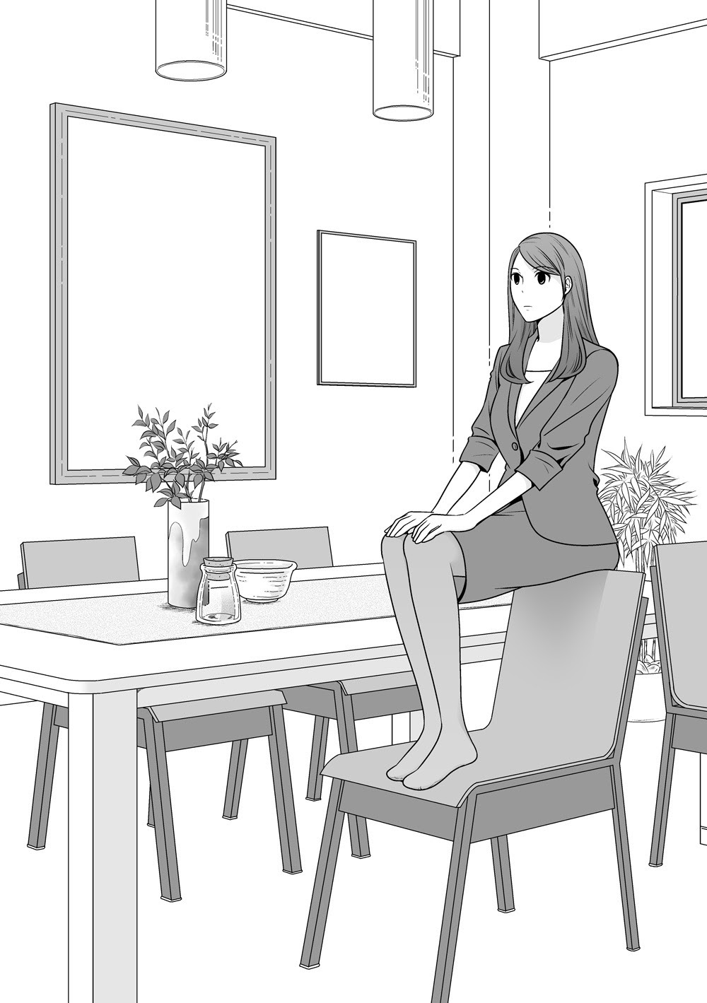 ベスト50 女性 ポーズ 椅子 に 座る イラスト アニメ画像