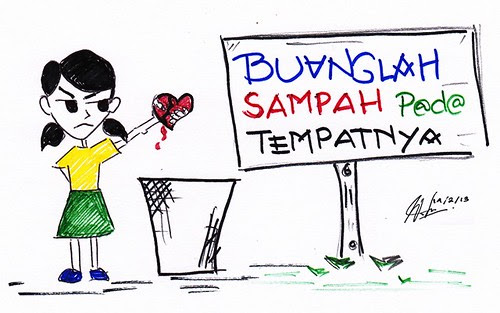 Contoh Gambar Kartun Membuang Sampah - Contoh Diam