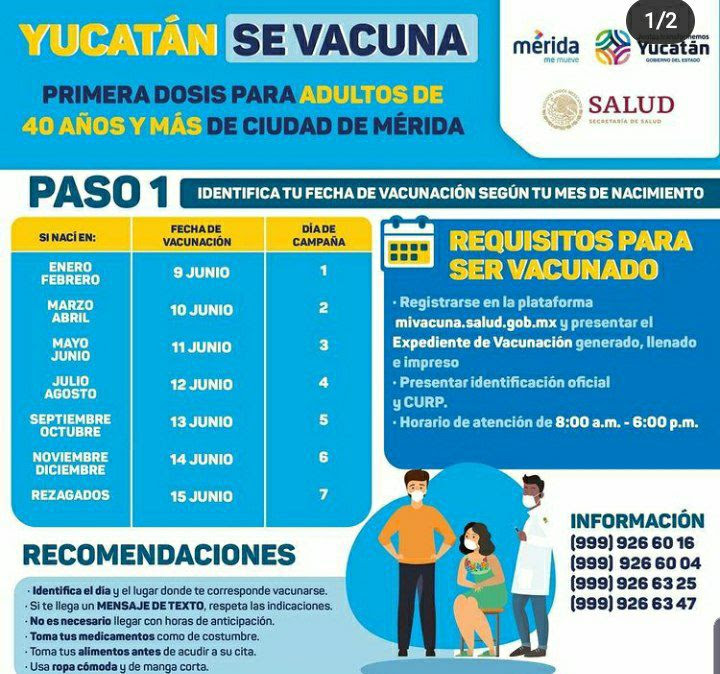 En el municipio de ocampo, este lunes arrancó la aplicación de primeras dosis para personas de 40 a 49 años, para quienes se destinaron más de 2 mil 300 biológicos del laboratorio astra zeneca. Manana Miercoles 9 De Junio Iniciara En Merida La Vacunacion Contra El Coronavirus Para Personas De