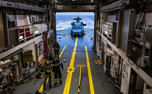 Royal Danish Navy frigate HDMS Triton patrols the seas around the Arctic