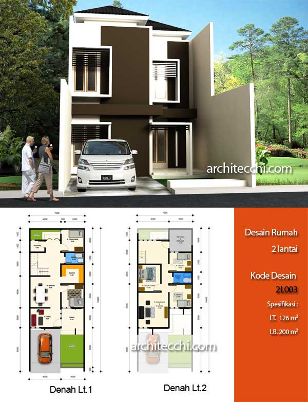 Denah Rumah 2 Lantai Model 2018: Denah Rumah Minimalis 2 