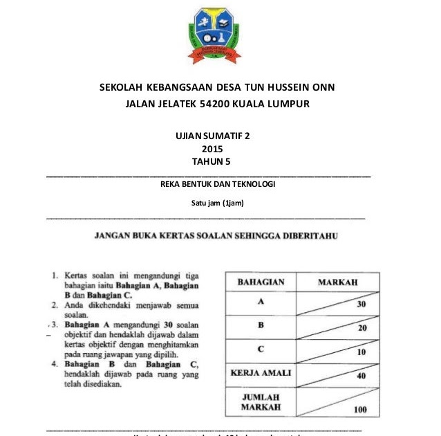 Contoh Soalan Rbt Tahun 4 Kssr - Coloring N