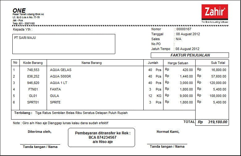 Contoh Faktur Pajak Sederhana - Wonder Traveling