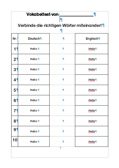 Hier kannst du englisch online lernen, üben und verstehen mit übungen, englischtests. Vokabeltest Englisch Zum Ausdrucken