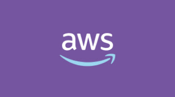 Amazon AWS logo on purple background