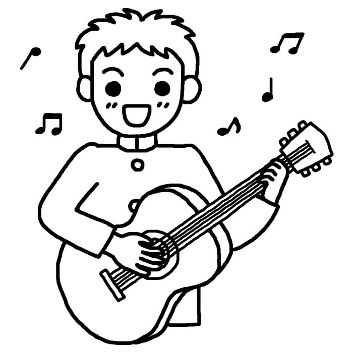 白黒 かっこいい ギター イラスト ざか壁