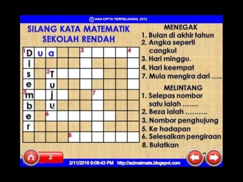 AZIMAT SEKOLAH RENDAH: MATEMATIK UPSR ; SILANG KATA 