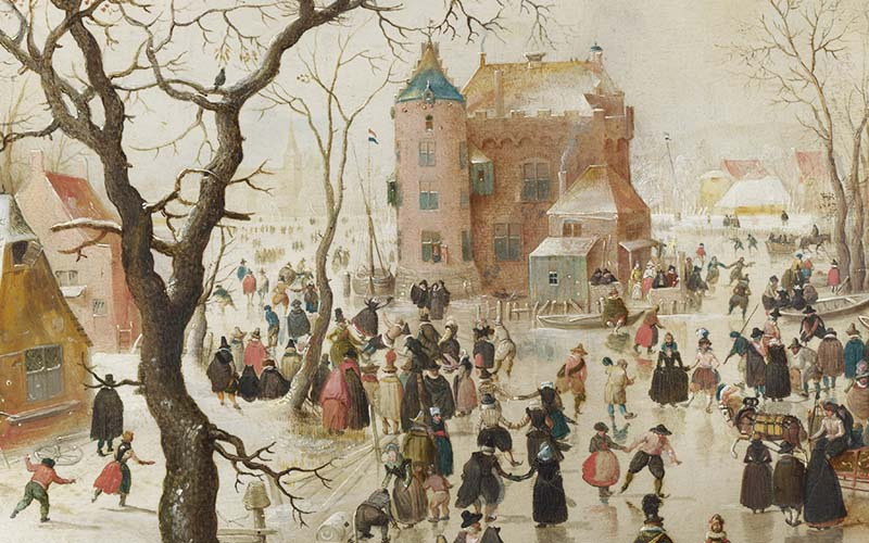 Hendrick Avercamp, A Winter Scene with Skaters near a Castle, about 1608-9 © The National Gallery, London