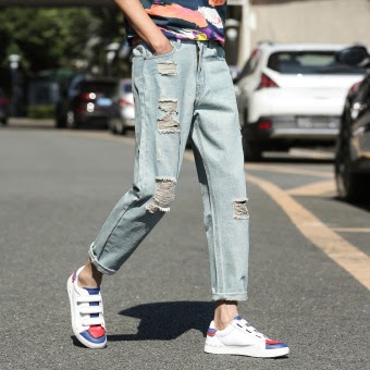  Harga  Versi Korea dari harem remaja stretch celana  denim 