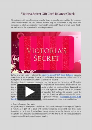Checking your victoria's secret gift card can also be easily accessible through their website just by inputting your card number and pin. Ppt Victoria Secret Gift Card Balance Check Powerpoint Presentation Free To Download Id 91c0ce Ndg4y